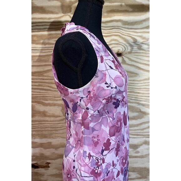 Vintage Ann Taylor Maxi Floral Dress Pink Size 8P Sheer Flowy Boho Feminine - Picture 4 of 16